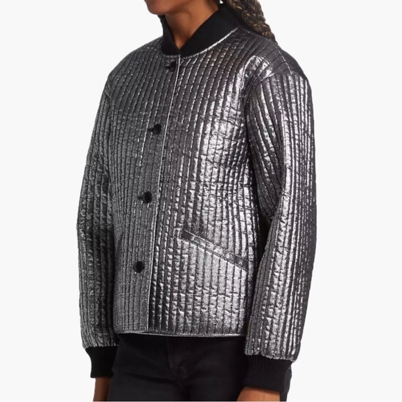 The Great. Quilted Metallic Bomber Jacket - Picture 4 of 6